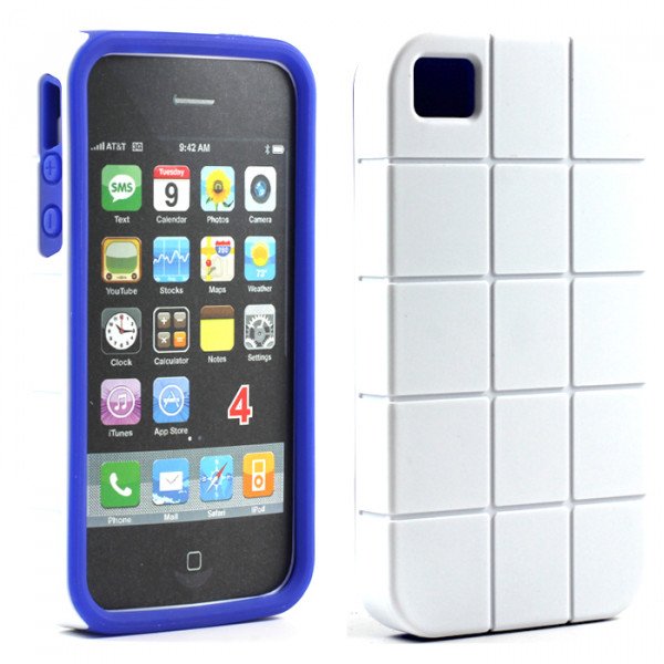 Wholesale iPhone 4S 4 Turtle Shell Hybrid Case (White Blue)